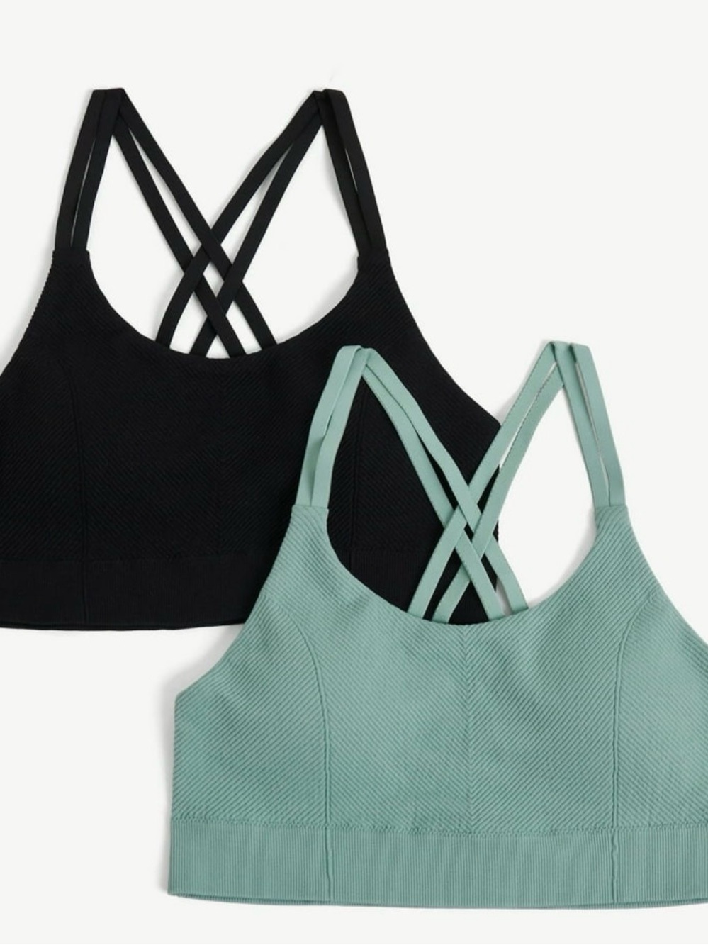 Justice Crisscross Sports Bralettes in Black & Sage